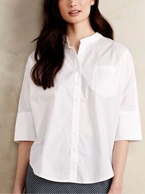 Anthropologie HD in Paris Hi-Lo Buttondown | White 100% Cotton Oversized Shirt